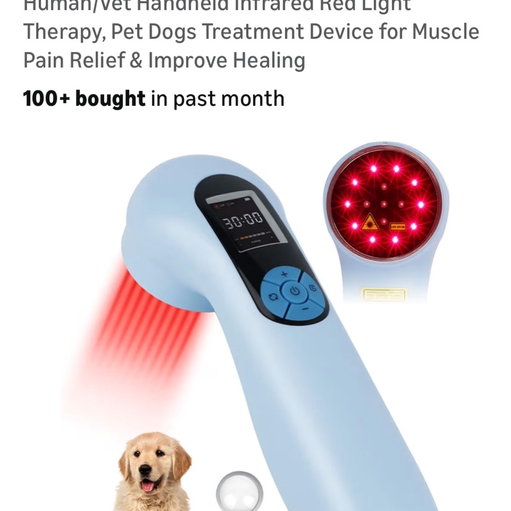 Blue Handheld Infrared Red Laser Therapy Device for Pets